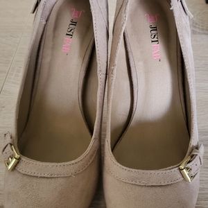 Beige platform heels